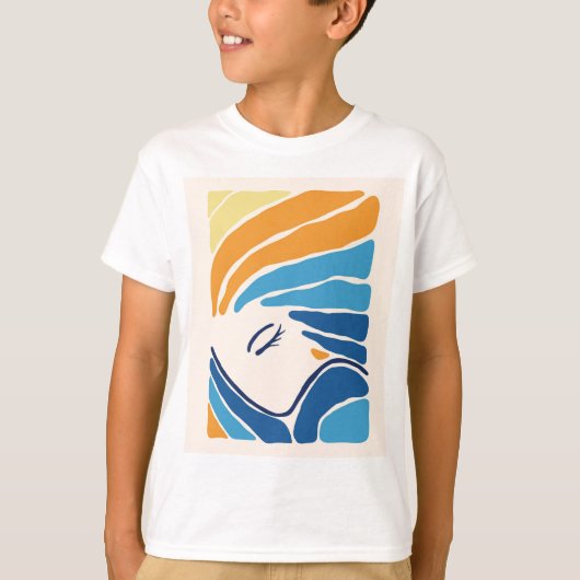 T-shirt moderne pour garçons avec visage abstrait (Devant)