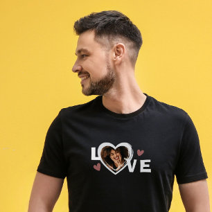 T-shirt Moderne Simple Personnalisé Photo Love Coeur