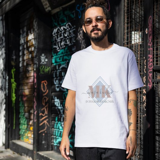 T-shirt Modert Mocha Mousse Monogram Dusty Blue