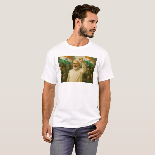 T-shirt Modi Dirige L'Inde Avec Force (Devant entier)