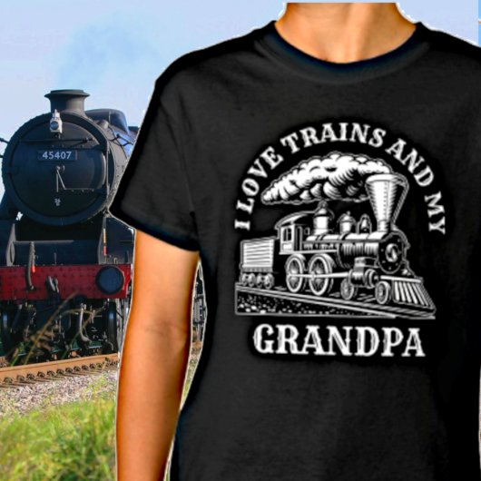 T-shirt Modifier le nom Texte J'aime Trains à vapeur & Mon