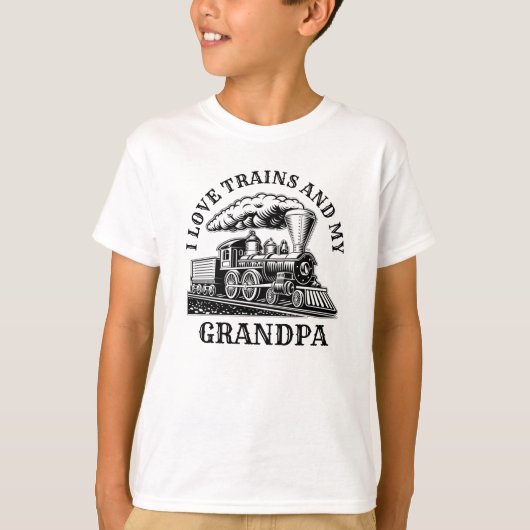 T-shirt Modifier le nom Texte J'aime Trains à vapeur & Mon (Devant)