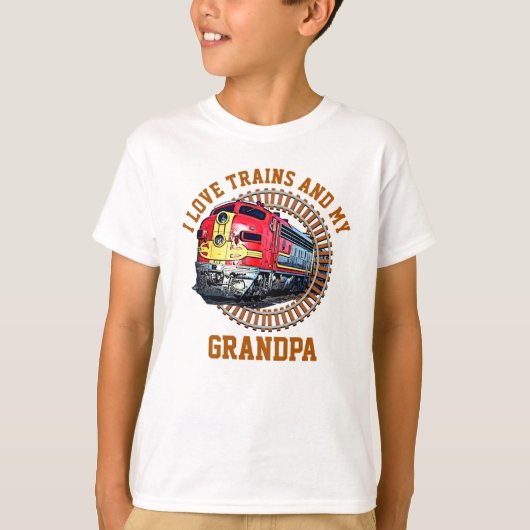 T-shirt Modifier le nom Texte J'aime Trains & Grand-père D (Devant)