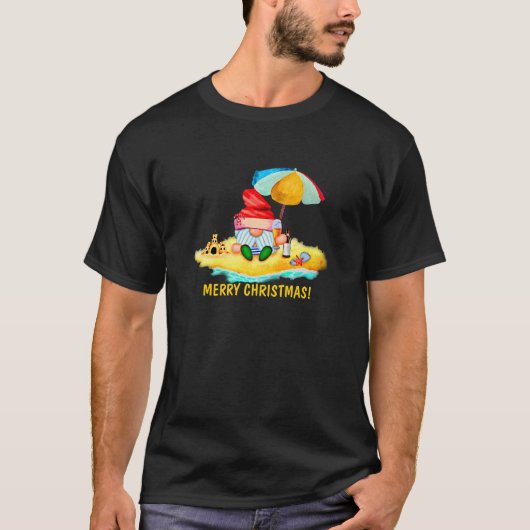 T-shirt Modifier le texte - Père Noël Gnome on Beach Joyeu (Devant)