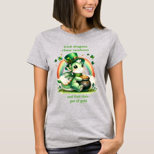 T-shirt Modifier le texte, St patrick Dragon Rainbow Pot G (Devant)