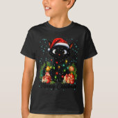 T-shirt Moewy Christmas Black Cute Cat Santa Hat Xmas Wome (Devant)
