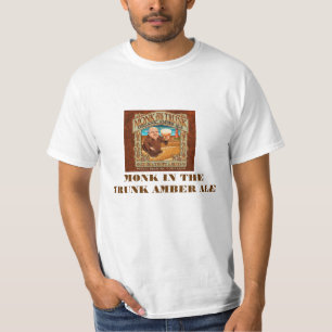 T-SHIRT MOINE DANS LA BIÈRE ANGLAISE D'AMBRE DE TRONC