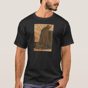T-shirt Moine Grégorien Dans La Prière Portant Un Cassock 