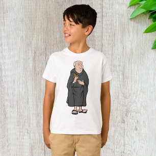 T-shirt Moine tenant une croix en robe médiévale religieus
