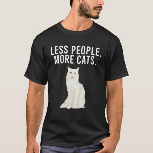 T-shirt Moins de gens Plus de chats Turc Angora Introduire (Devant)