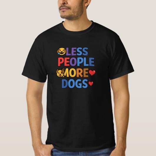 T-shirt Moins de gens Plus de chiens - Drôle & mignon Amou (Devant)