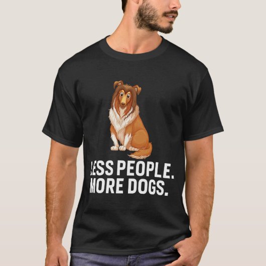 T-shirt Moins de gens Plus de chiens Introvertir (Devant)