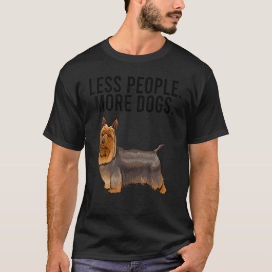 T-shirt Moins de gens Plus de chiens Silky Terrier Introve (Devant)