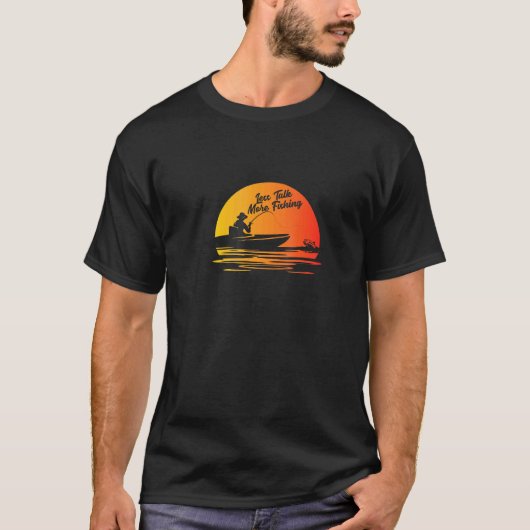 T-shirt Moins de Paroles Plus de Pêche - Pêche (Devant)