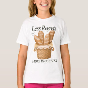 T-shirt Moins De Regrets Plus De Baguettes Drôle Pain Fran