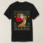 T-shirt Moins moche Noël drôle Père Noël équitation berger (Design devant)