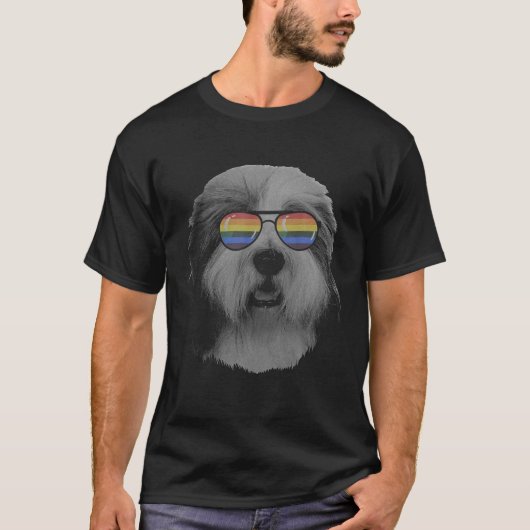 T-shirt Mois de la fierté Vieux anglais Sheepdog Rainbow D (Devant)