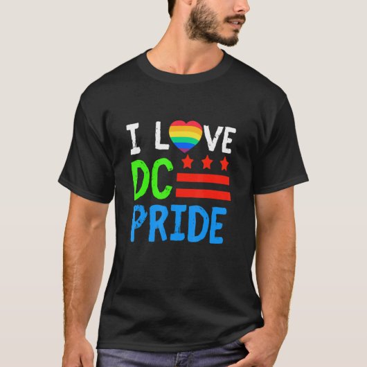 T-shirt Mois De La Fierté Washington D C Rainbow Heart Gay (Devant)