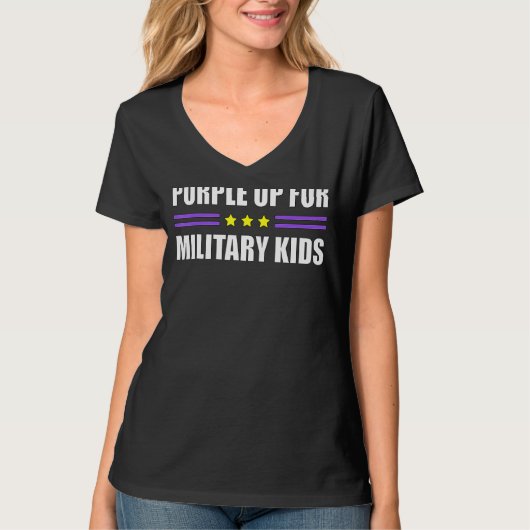 T-shirt Mois De L'Enfant Militaire Pourpre Pour L'Armée (Devant)