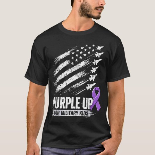 T-shirt Mois de l'enfant militaire violet (Devant)