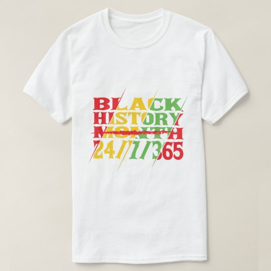 T-shirt Mois de l'histoire des Noirs 24/7/365, Black Pride (Design devant)