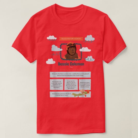 T-shirt Mois de l'histoire des Noirs pilote Bessie Coleman (Design devant)