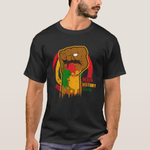 T-shirt Mois de l'histoire noire avec drapeau de la carte