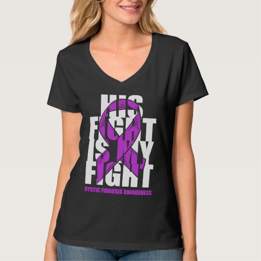 T-shirt Mois de sensibilisation à la mucoviscidose Ruban v (Devant)