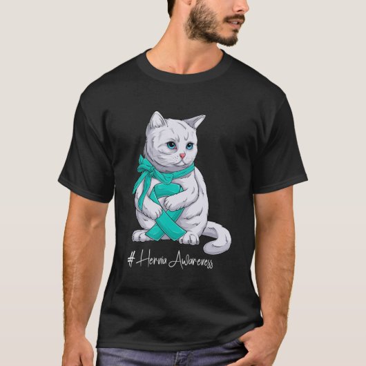 T-shirt Mois de sensibilisation à l'hernie Chat au ruban T (Devant)
