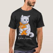 T-shirt Mois de sensibilisation Chat au ruban orange (Devant)
