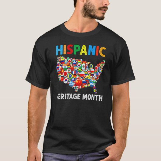 T-shirt Mois du patrimoine hispanique Cartes pays drapeaux (Devant)
