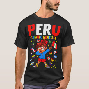 T-shirt Mois du patrimoine hispanique Drapeau du Pérou Fil