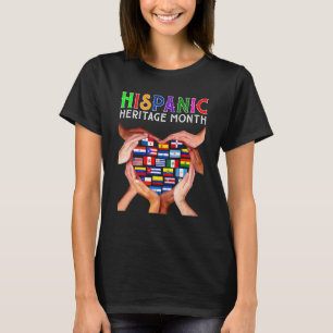 T-shirt Mois du patrimoine hispanique forme de cœur main c