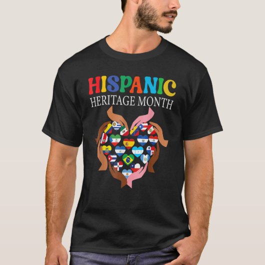 T-shirt Mois du patrimoine hispanique Mains Drapeaux du co (Devant)