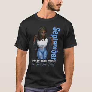 T-shirt Mois Filles Noires Septembre Est Mon Anniversaire