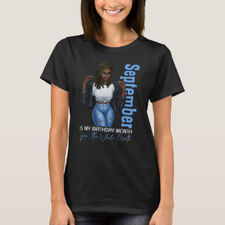 T-shirt Mois Filles Noires Septembre Est Mon Anniversaire