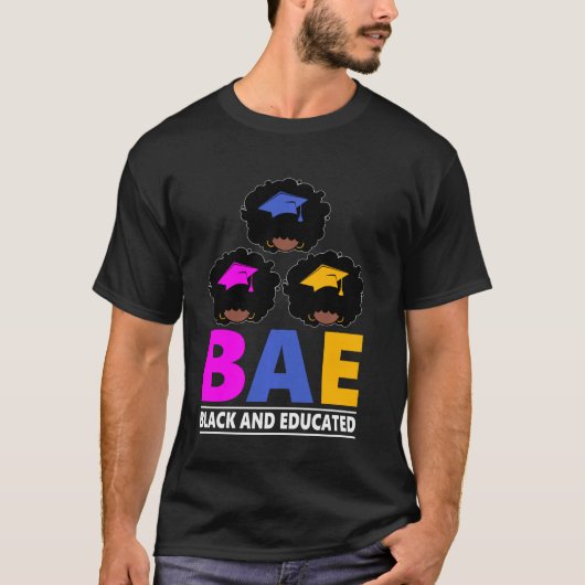 T-shirt Mois Noir Bae Et Noir Éduqué (Devant)
