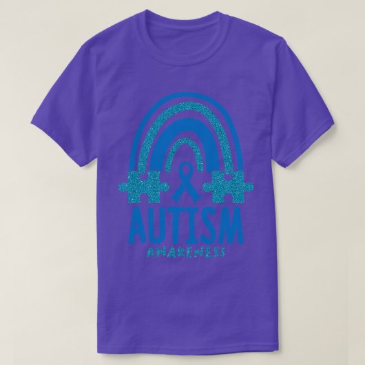 T-shirt Mois sensibilisation sur l'autisme Blue Rainbow Pu (Design devant)