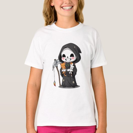 T-shirt Moissonneur Chibi tenant trois petits chatons pour (Devant)