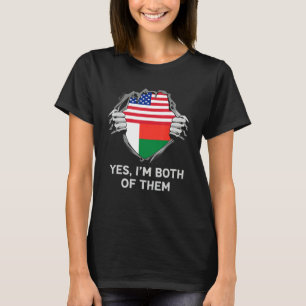 T-shirt Moitié Américain Moitié Malgache USA Madagascar Dr