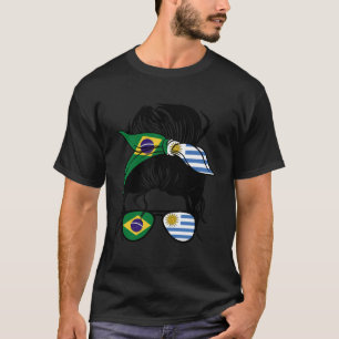 T-shirt Moitié Brésilien moitié Uruguayenne Mélange Brésil
