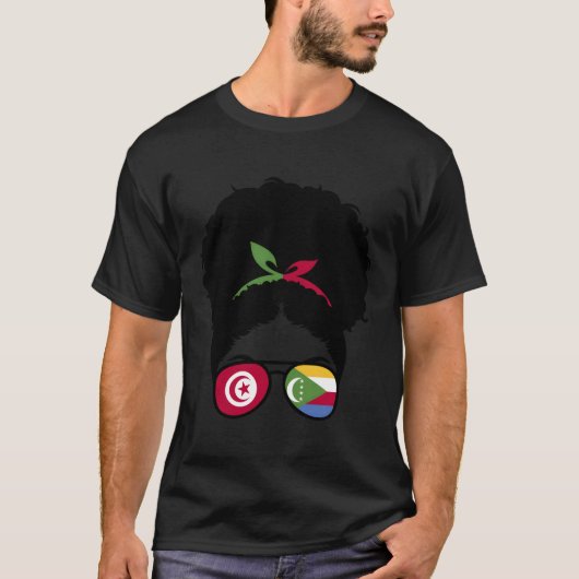 T-shirt Moitié Tunisienne Demi-Côtière Afro Tunisie Et Côm (Devant)