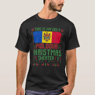 T-shirt Moldavie Douleur de Noël moche Moldavie Drapeau p