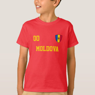 T-shirt Moldavie Nom et numéro personnalisés Football Kids