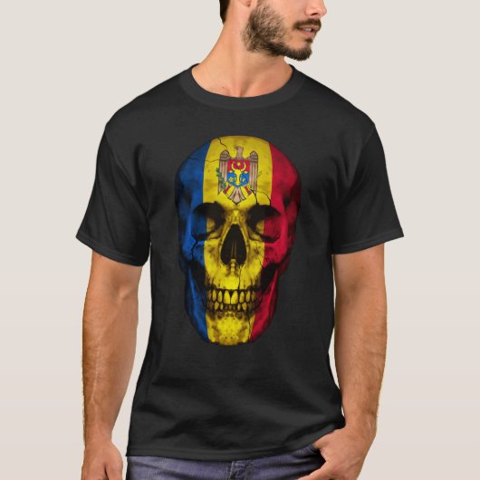 T-shirt Moldova Flag Skull Moldovan Roots Proud Patriotic (Devant)