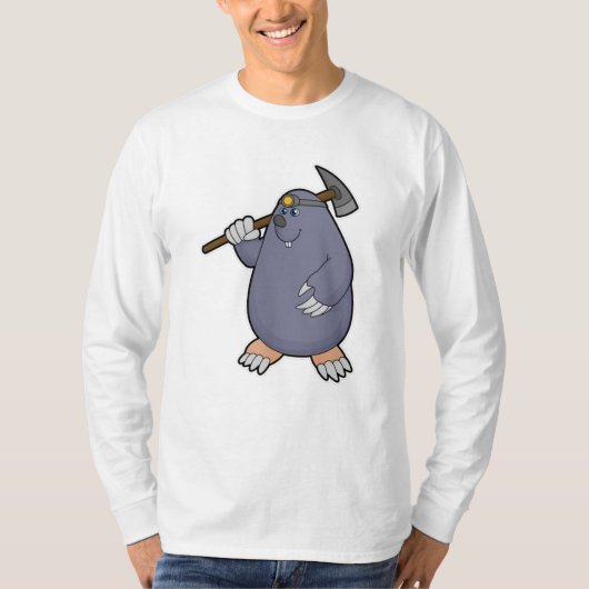 T-shirt Mole comme fermier avec Pickaxe & Spotlight (Devant)