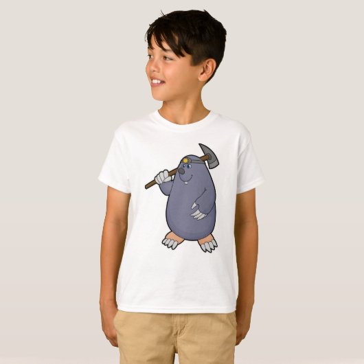 T-shirt Mole comme fermier avec Pickaxe & Spotlight (Devant entier)