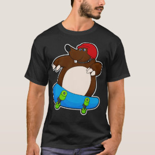 T-shirt Mole comme patineur avec casque de skateboard