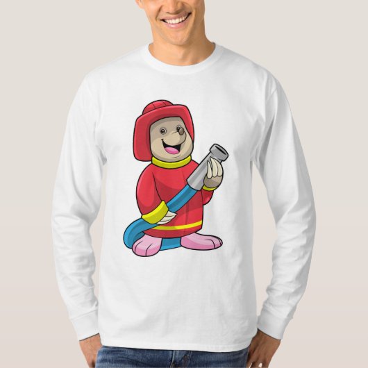 T-shirt Mole comme pompier avec tuyau (Devant)