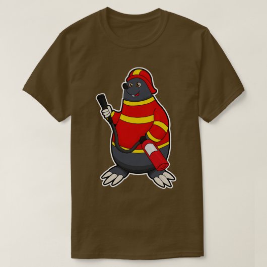T-shirt Mole en pompier avec extincteur (Design devant)